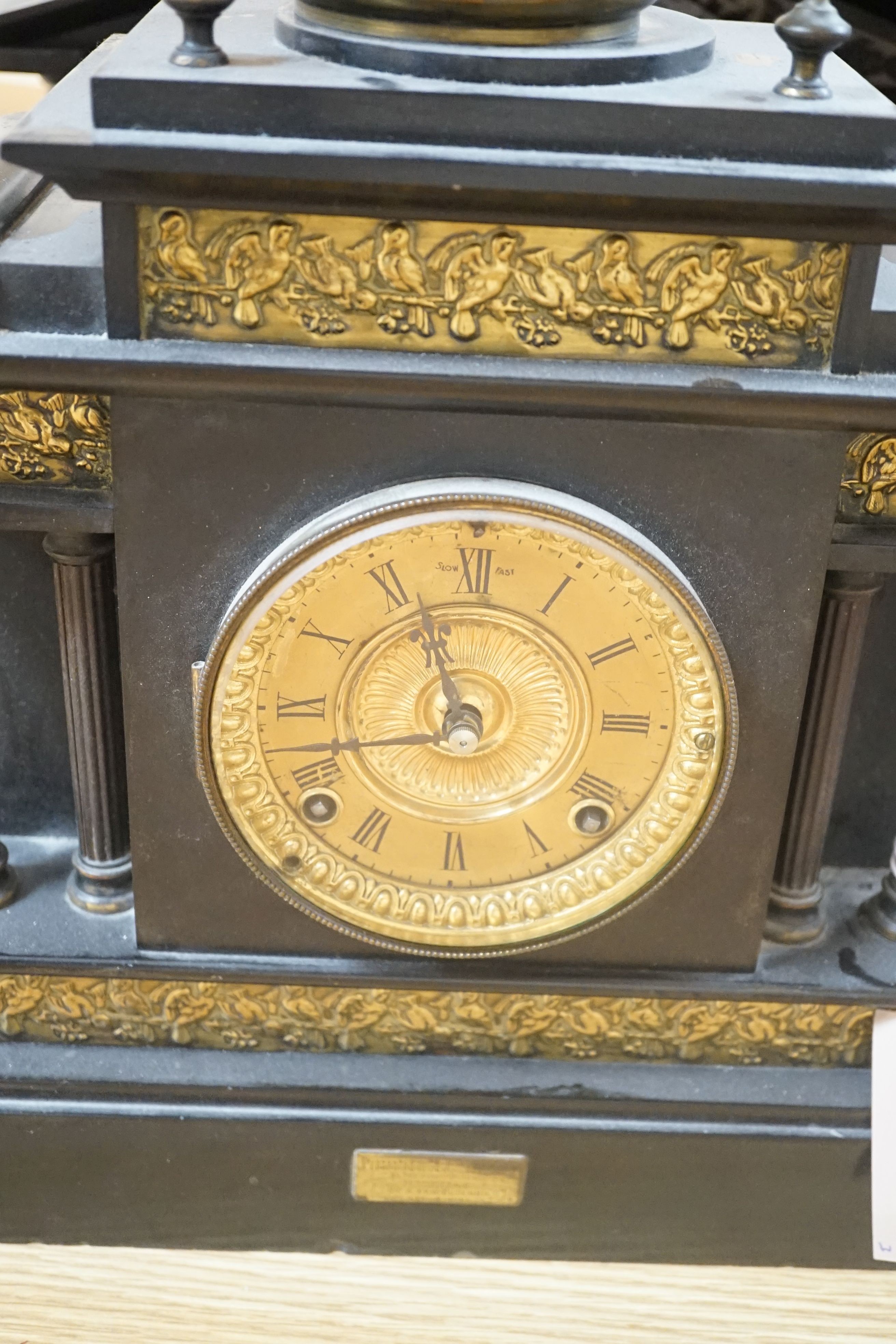 Three slate mantel clocks